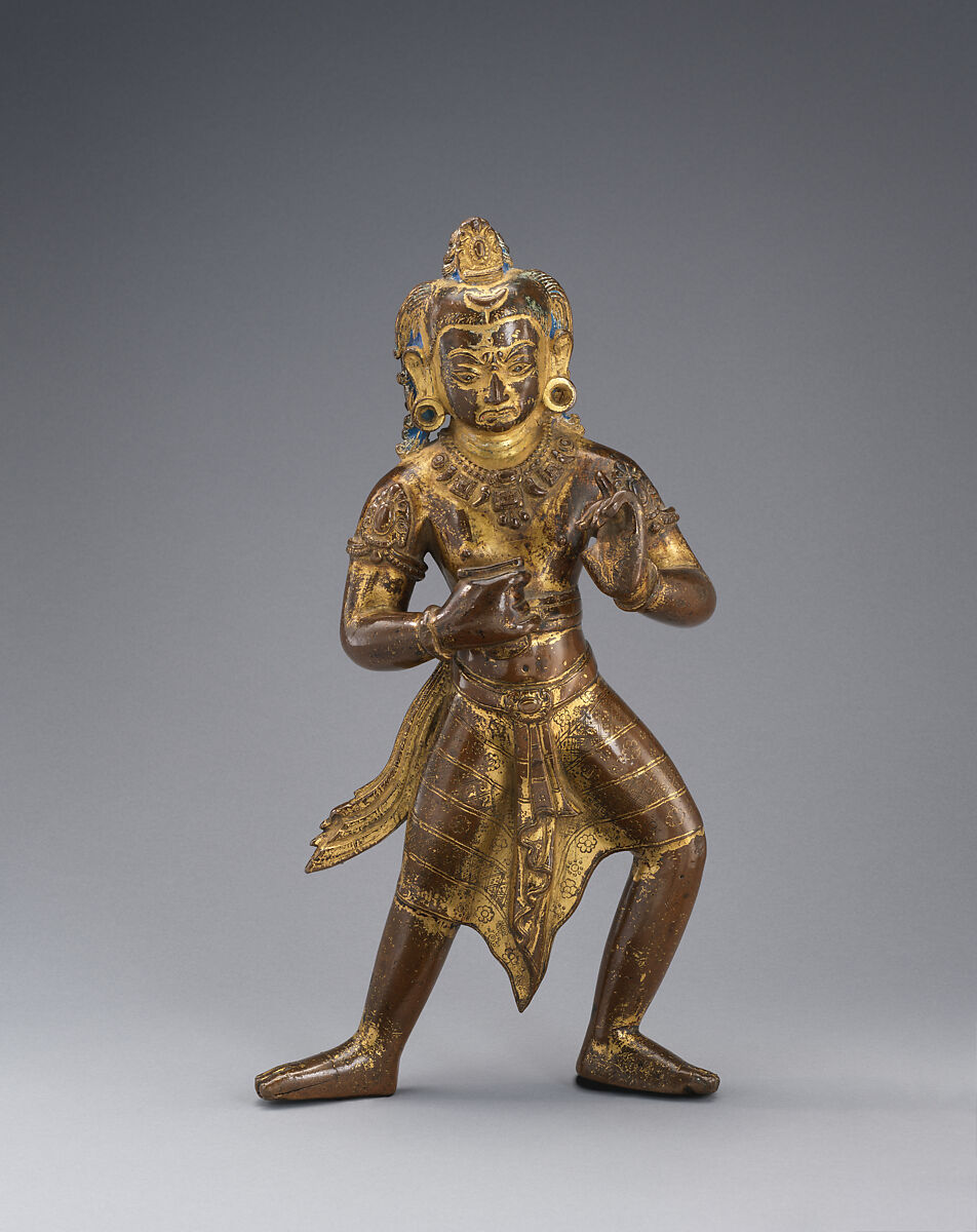 The Bodhisattva Manjushri as a Ferocious Destroyer of Ignorance, Gilt-copper alloy with color and gold paint, Nepal, Kathmandu Valley