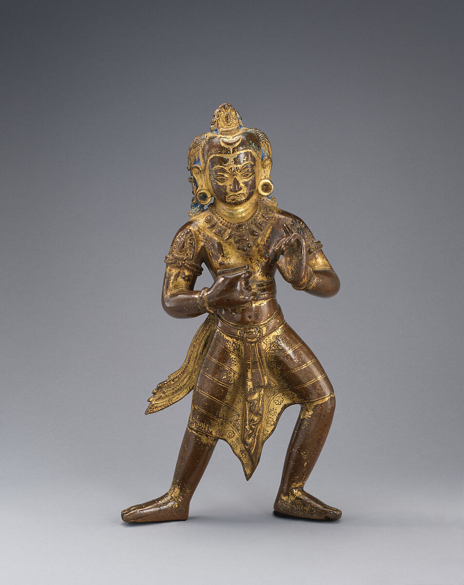 The Bodhisattva Manjushri as a Ferocious Destroyer of Ignorance, Gilt-copper alloy with color and gold paint, Nepal, Kathmandu Valley 