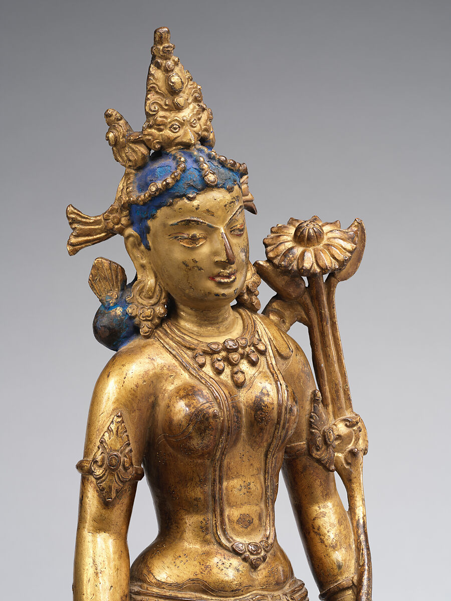 Tara, the Buddhist Savior, Gilt-copper alloy with color and gold paint, Nepal (Kathmandu Valley)