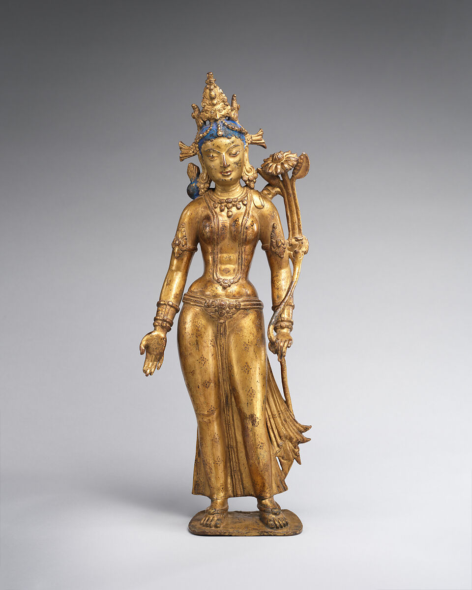 Tara, the Buddhist Savior, Gilt-copper alloy with color and gold paint, Nepal (Kathmandu Valley) 