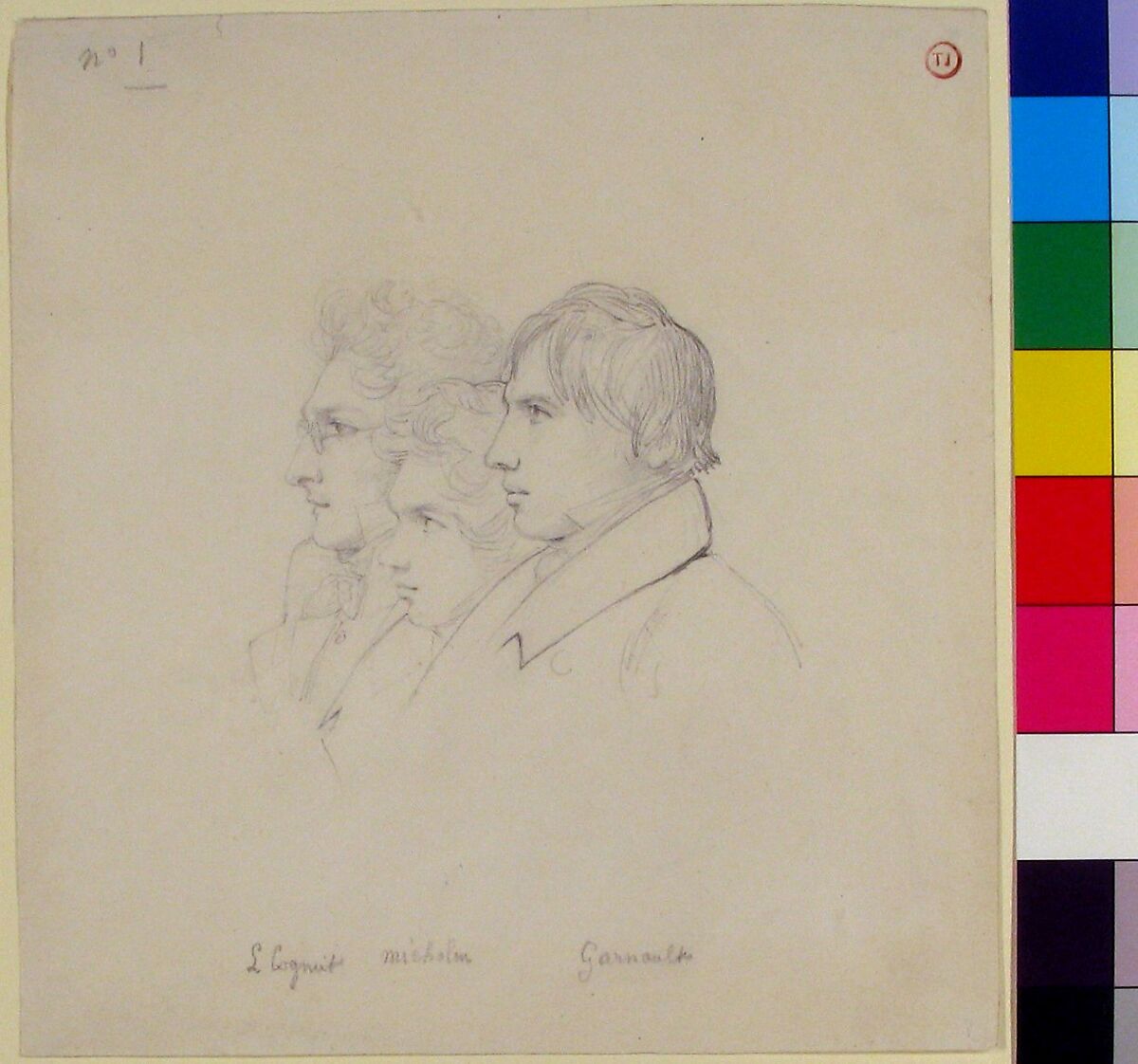 The Prix de Rome Winners of 1817:  Léon Cogniet, Achille Michallon and Antoine Garnaud, Léon Cogniet (French, Paris 1794–1880 Paris), Graphite on wove paper