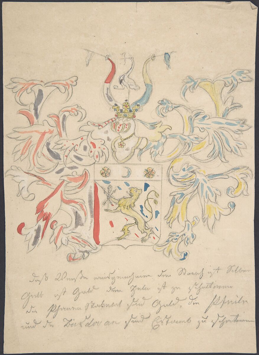 Design for coat of arms, Anonymous, 18th century, Graphite and watercolor 
