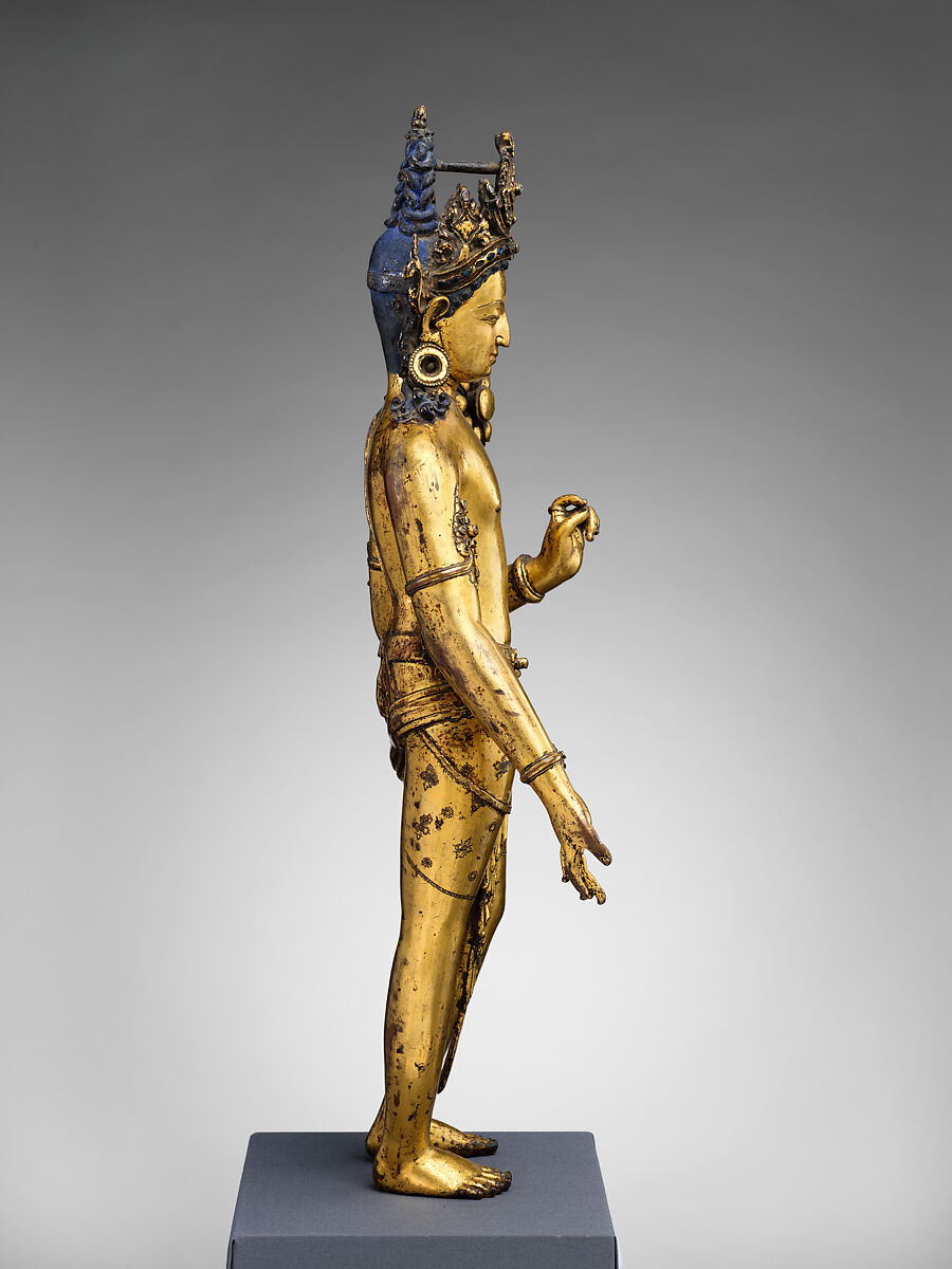 The Bodhisattva Padmapani Lokeshvara, Copper alloy with gilding and semiprecious stones, Nepal, Kathmandu Valley