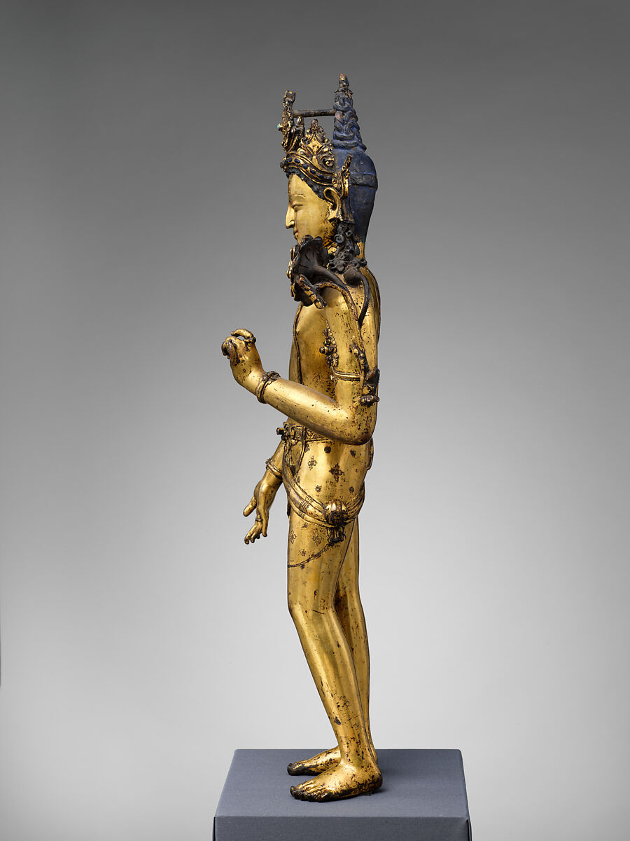 The Bodhisattva Padmapani Lokeshvara, Copper alloy with gilding and semiprecious stones, Nepal, Kathmandu Valley