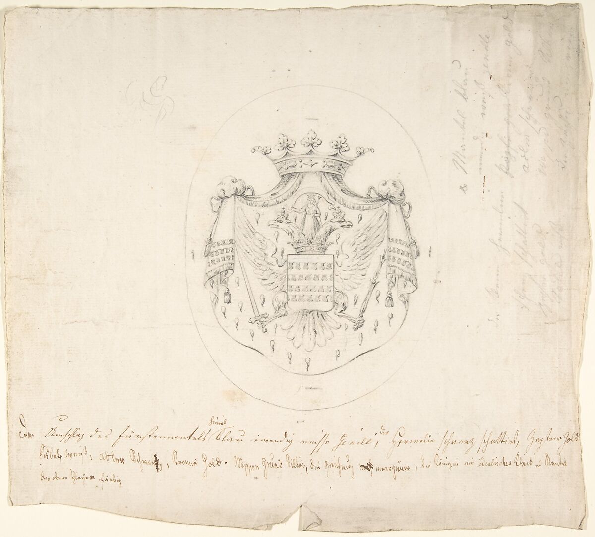 Design for coat of arms, Anonymous, 18th century, Graphite 