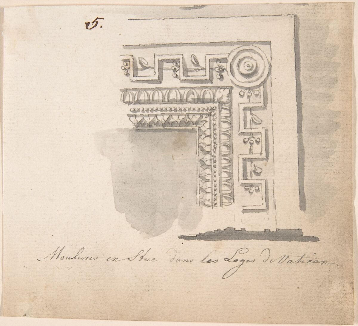 Architectural design in Roman order, Attributed to Anonymous, 18th century, Pen and gray ink, brush and gray wash 