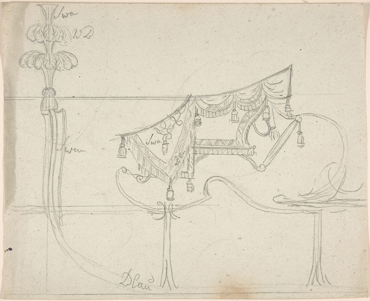 Design for a Sleigh, Anonymous, German, 18th century, Graphite 