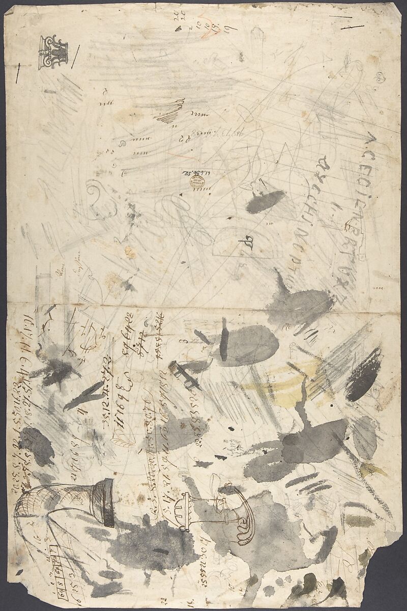 Design for a column in Roman order, Maximilian Hardmuth (Austrian, Vienna (?), ca. 1824–1876), Graphite, pen and black ink, brush and gray wash