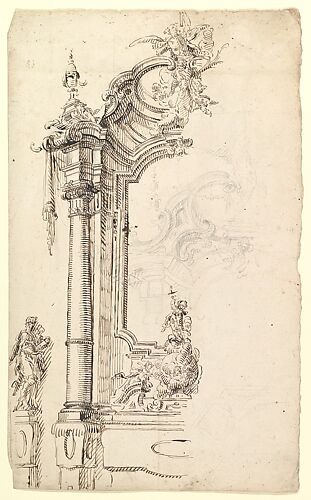 Study for an Altar with a Figure on a Raised Socle at Left; verso: Study for an Altar with a Figure of an Angel or Saint