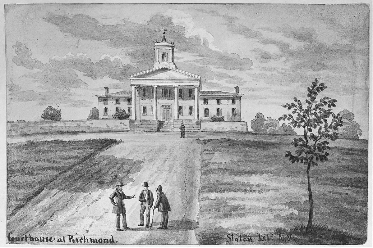 Courthouse at Richmond, Staten Island, New York, Augustus Kollner (American, born Germany, Stuttgart 1812/13–1906 Philadelphia, Pennsylvania), Watercolor