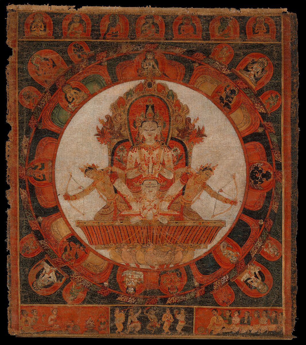 Mandala of Chandra, God of the Moon, Distemper on cloth, Nepal (Kathmandu Valley) 