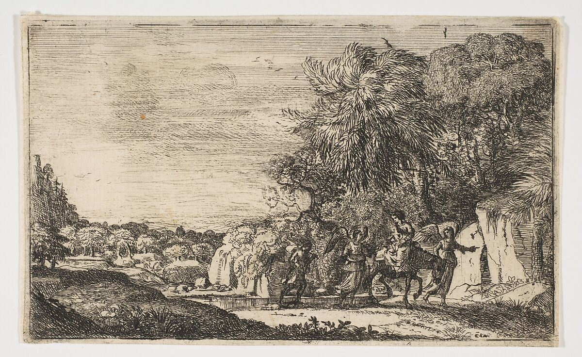 The Flight into Egypt, Claude Lorrain (Claude Gellée) (French, Chamagne 1604/5?–1682 Rome), Etching; first state of four (Mannocci) 