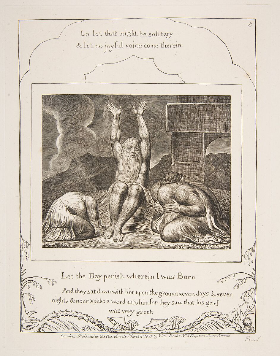 Job's Despair, William Blake (British, London 1757–1827 London), Engraving 