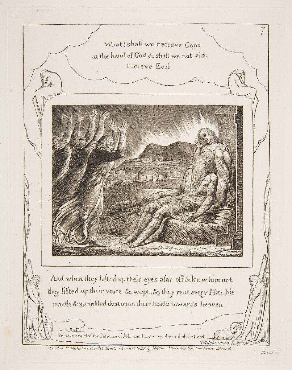 Job's Comforters, William Blake (British, London 1757–1827 London), Engraving 