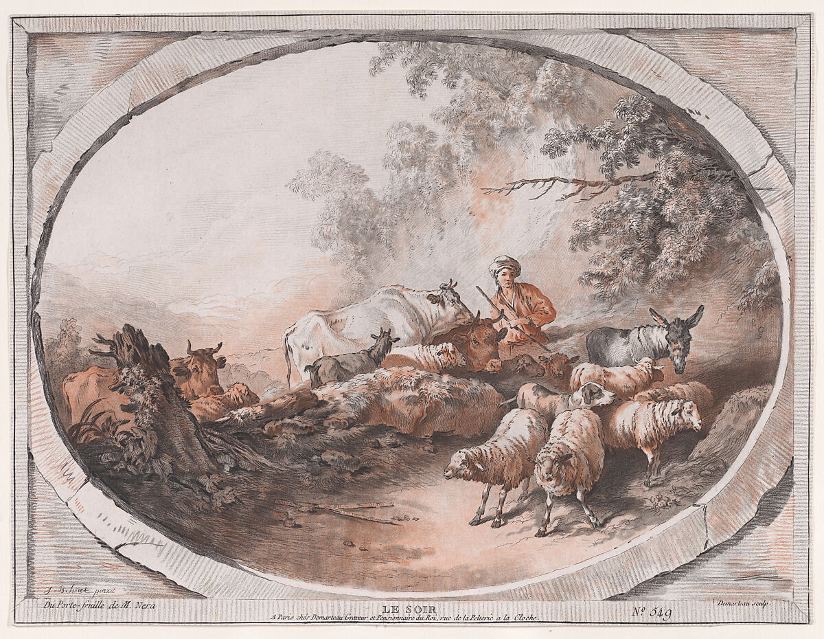 The Four Times of Day: Le Soir, Gilles Demarteau (French, Liège 1722–1776 Paris), Etching 
