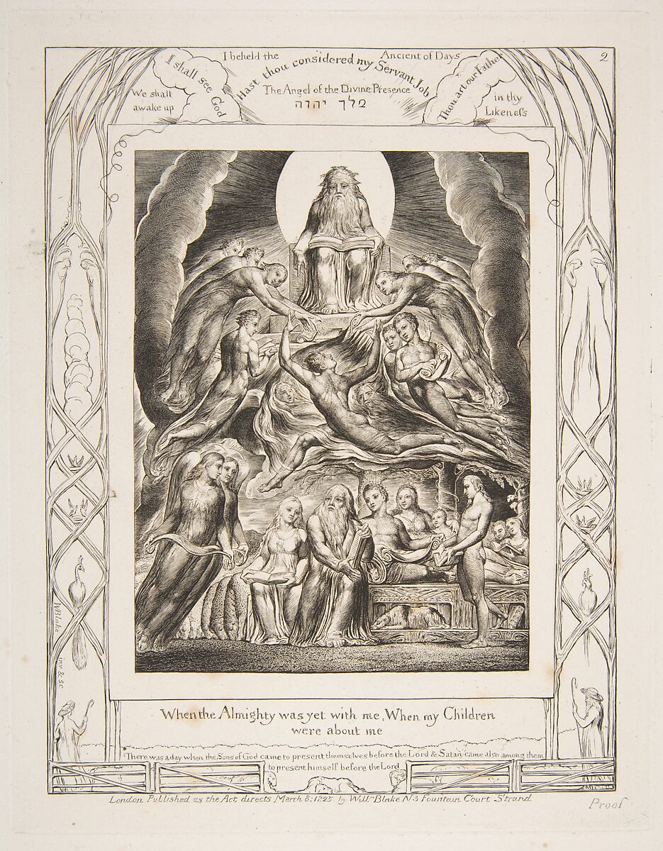 Satan Before the Throne of God, William Blake (British, London 1757–1827 London), Engraving 
