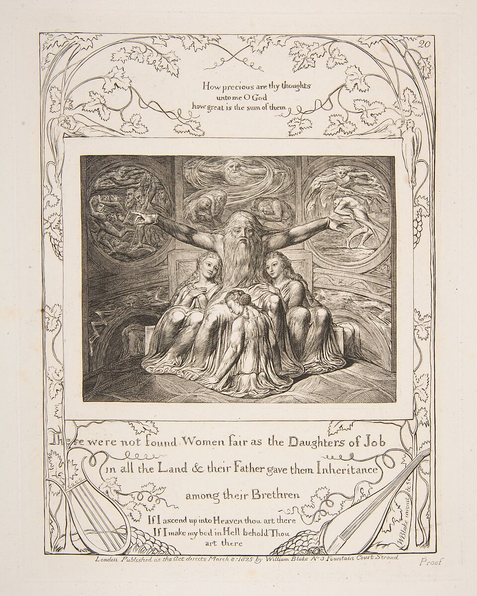 Job and his Daughters, William Blake (British, London 1757–1827 London), Engraving 