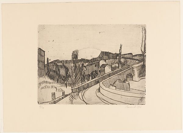 The Bridge over the Savena in Bologna, Giorgio Morandi (Italian, Bologna 1890–1964 Bologna), Etching 