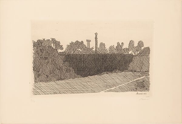 View of Montagnola di Bologna, Giorgio Morandi (Italian, Bologna 1890–1964 Bologna), Etching 
