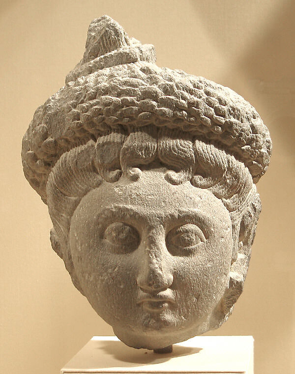 Head of a Female Deity, Gray schist, Pakistan (ancient region of Gandhara) 