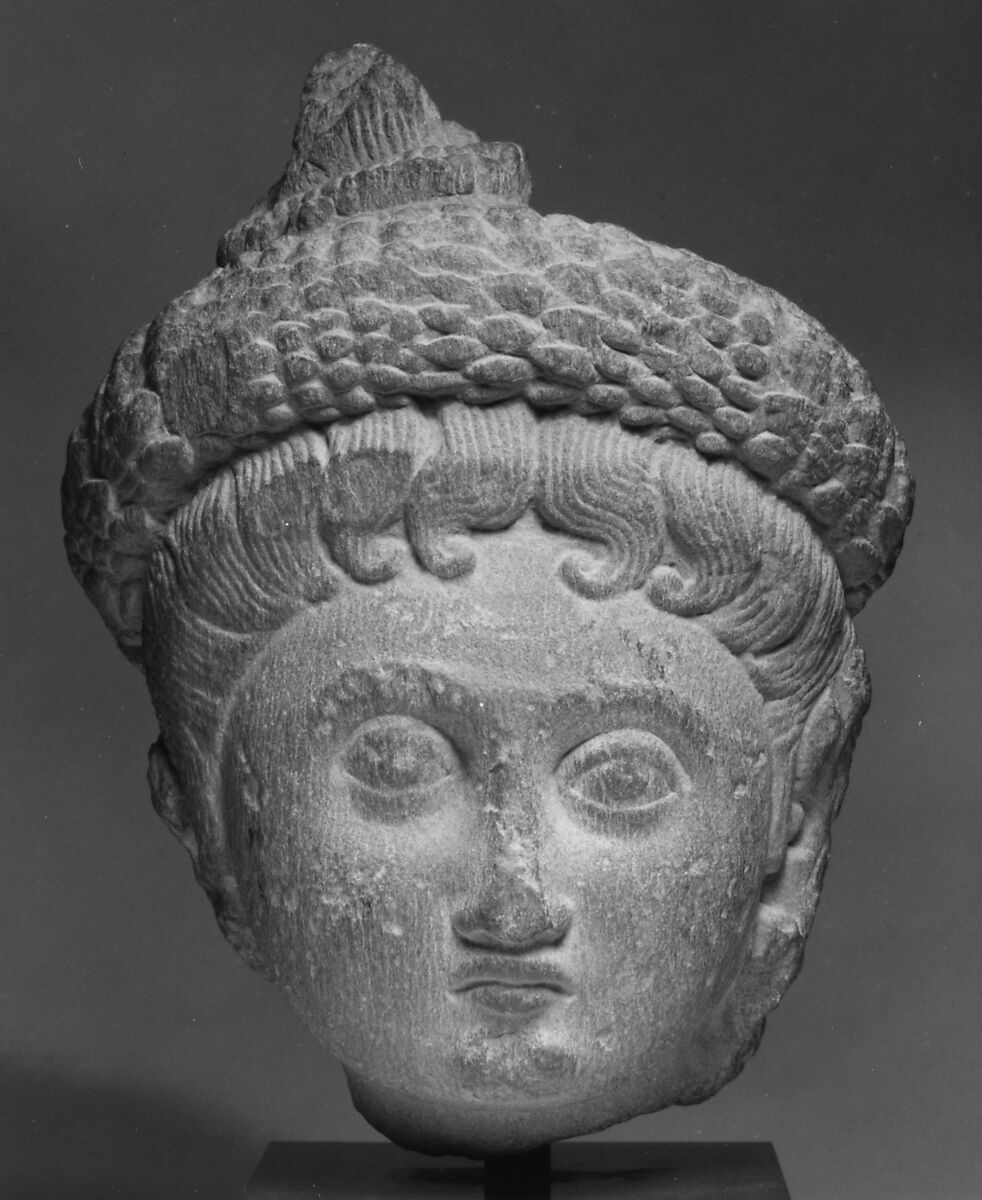 Head of a Female Deity, Gray schist, Pakistan (ancient region of Gandhara)