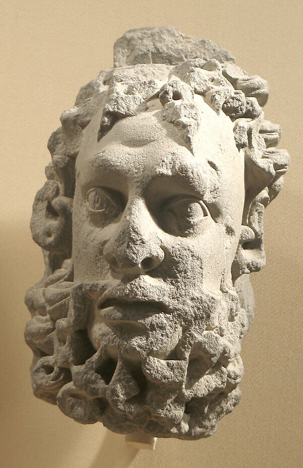 Head of a Bearded Male Figure, Gray schist, Pakistan (ancient region of Gandhara) 