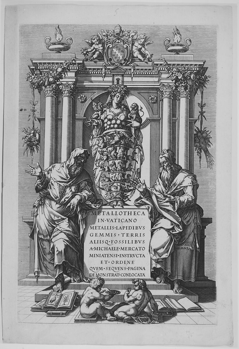 Tomb and Medals of Pope Sixtus V, Engraved by Matthaeus Greuter (German, Strassburg ca. 1566–1638 Rome), Engraving 