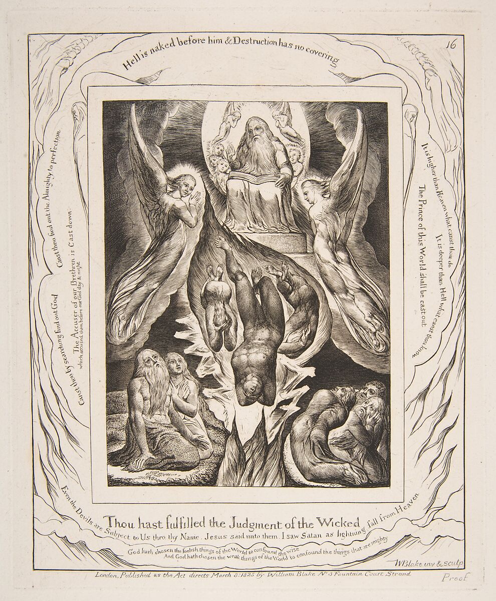 The Fall of Satan, William Blake (British, London 1757–1827 London), Engraving 