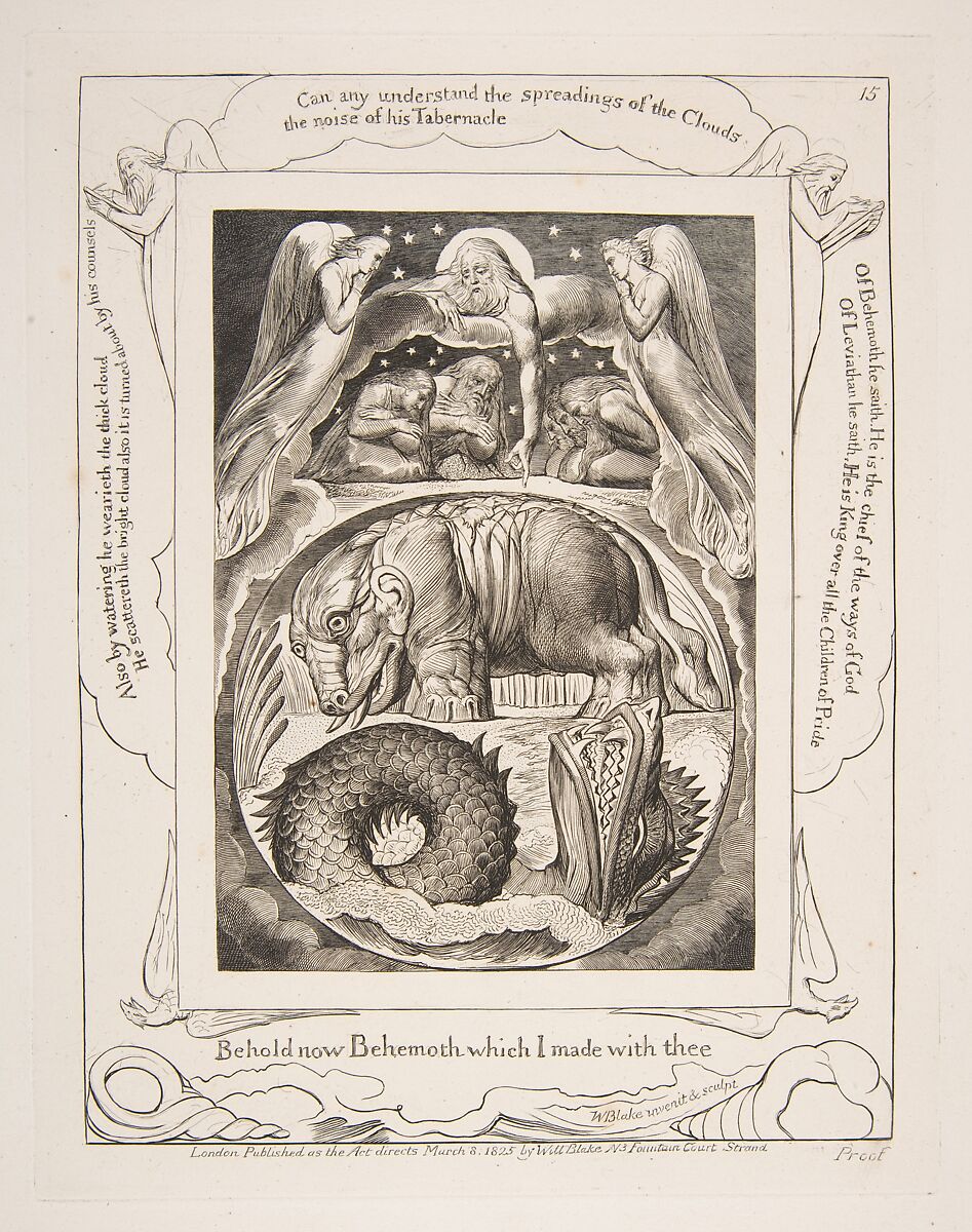 Behemoth and Leviathan, William Blake (British, London 1757–1827 London), Engraving 