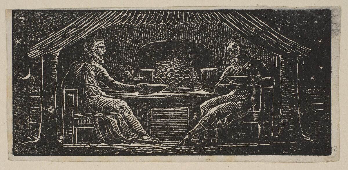 Thenot and Colinet Eat Their Evening Meal, from Thornton's "Pastorals of Virgil", William Blake (British, London 1757–1827 London), Wood engraving 