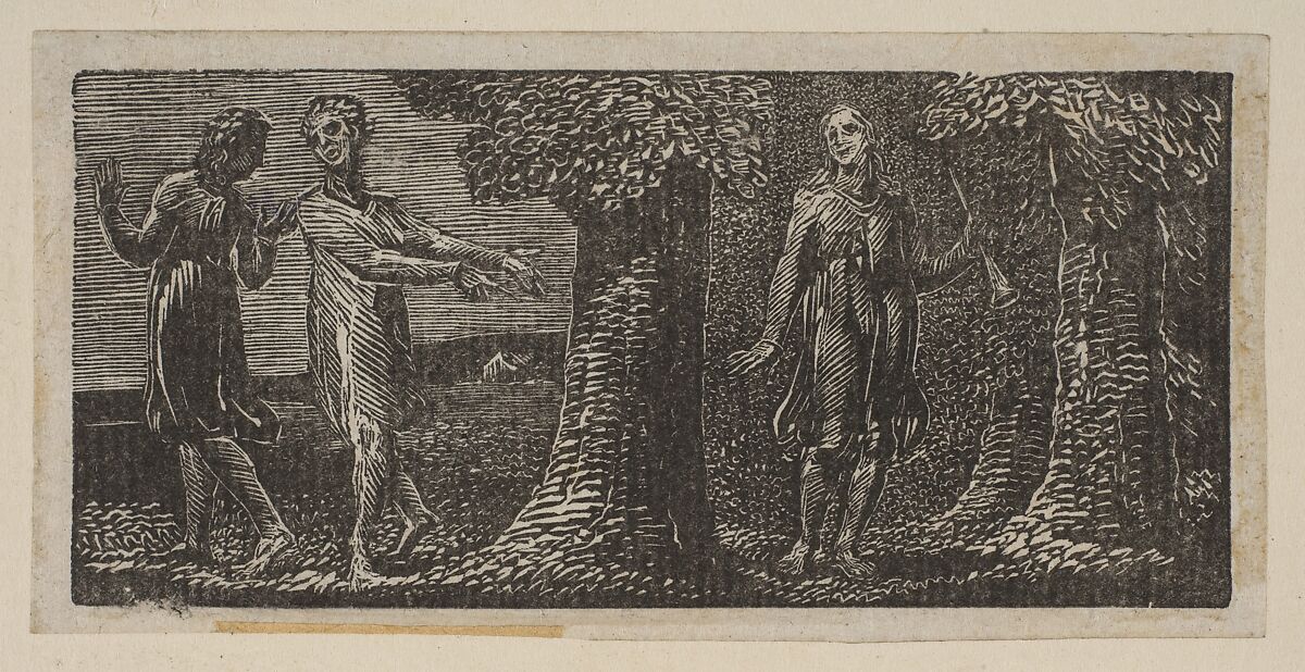 Colinet Mocked by Two Boys, from Thornton's "Pastorals of Virgil", William Blake (British, London 1757–1827 London), Wood engraving 