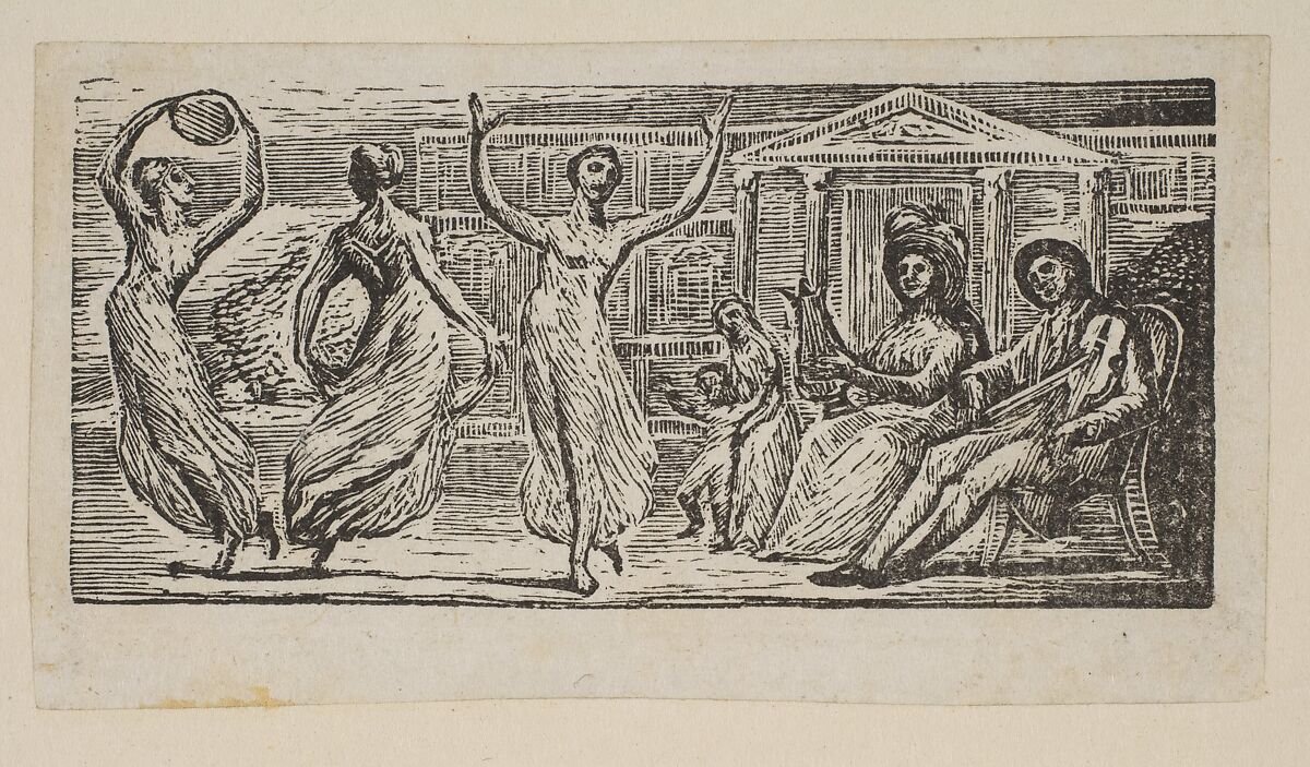 Menalcus Watching Women Dance, from Thornton's "Pastorals of Virgil", William Blake (British, London 1757–1827 London), Wood engraving 