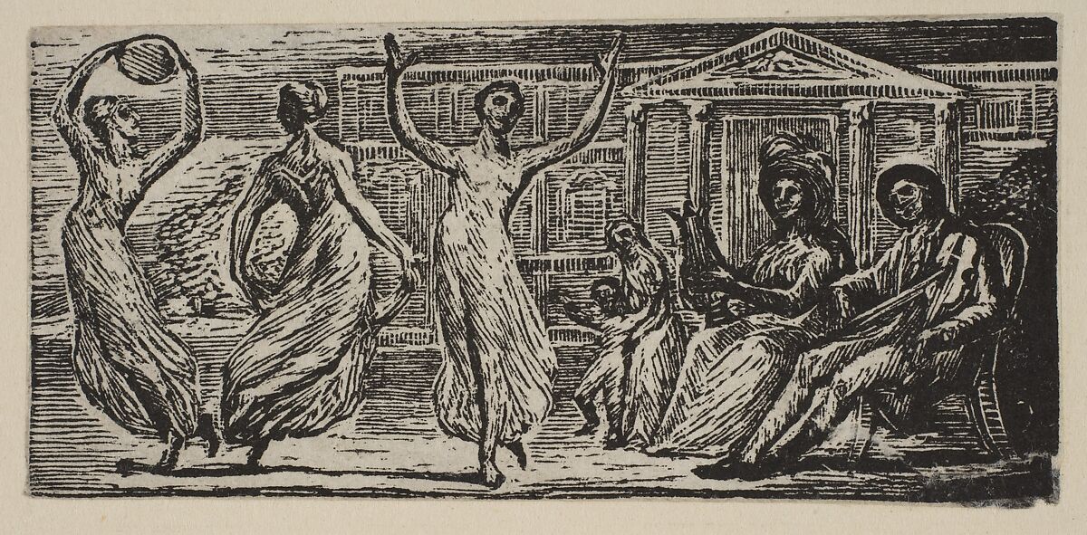 Menalcus Watching Women Dance, from Thornton's "Pastorals of Virgil", William Blake (British, London 1757–1827 London), Wood engraving 