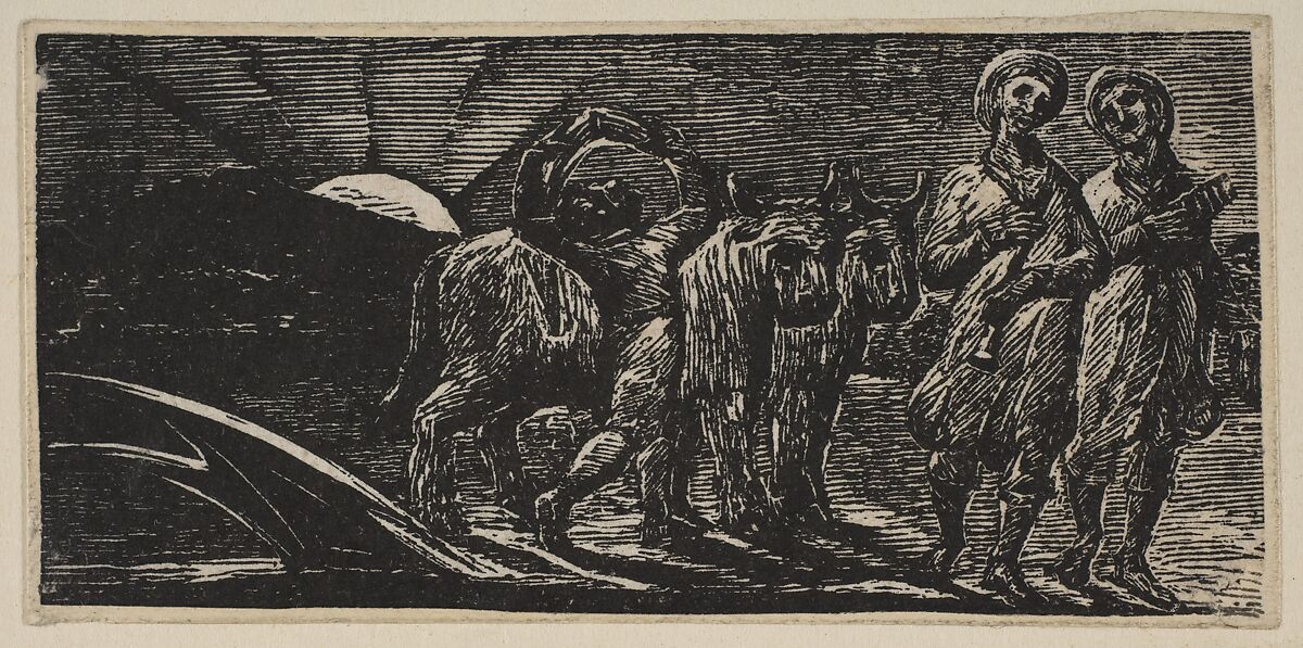 Boy Returning Joyfully, with Plough and Oxen, from Thornton's "Pastorals of Virgil", William Blake (British, London 1757–1827 London), Wood engraving 