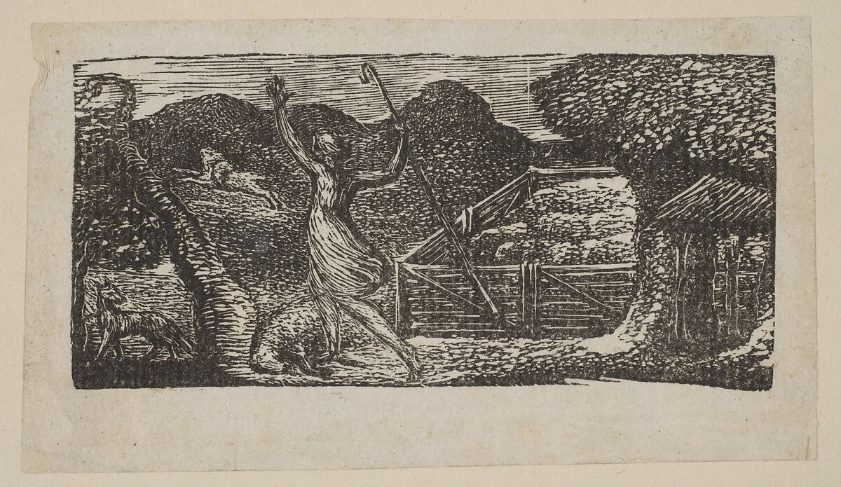 Shepherd Chases Away a Wolf, from Thornton's "Pastorals of Virgil", William Blake (British, London 1757–1827 London), Wood engraving; second state 