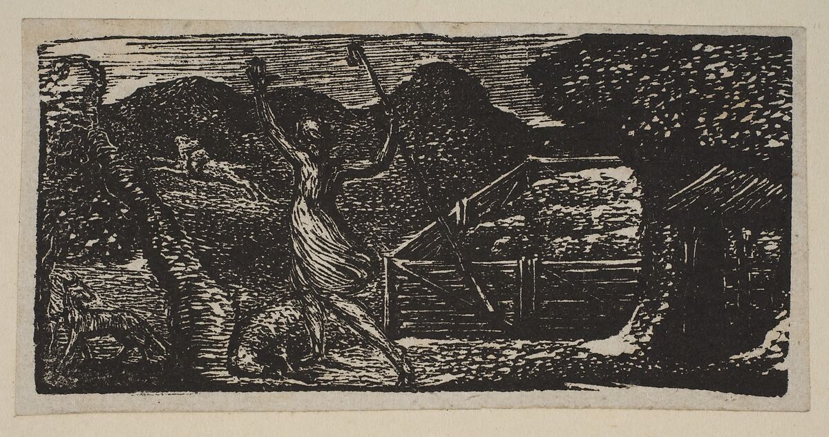 Shepherd Chases Away a Wolf, from Thornton's "Pastorals of Virgil", William Blake (British, London 1757–1827 London), Wood engraving; first state 