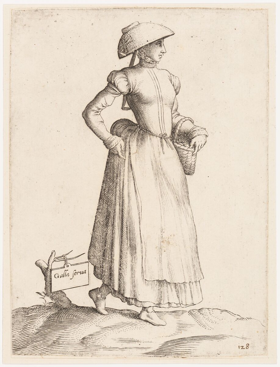 Costume Plate: Galla Serva, Engraved by Enea Vico (Italian, Parma 1523–1567 Ferrara), Engraving 