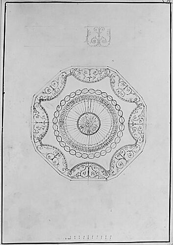 Design for WIthdrawing Room Ceiling at Hagley Park, Staffordshire