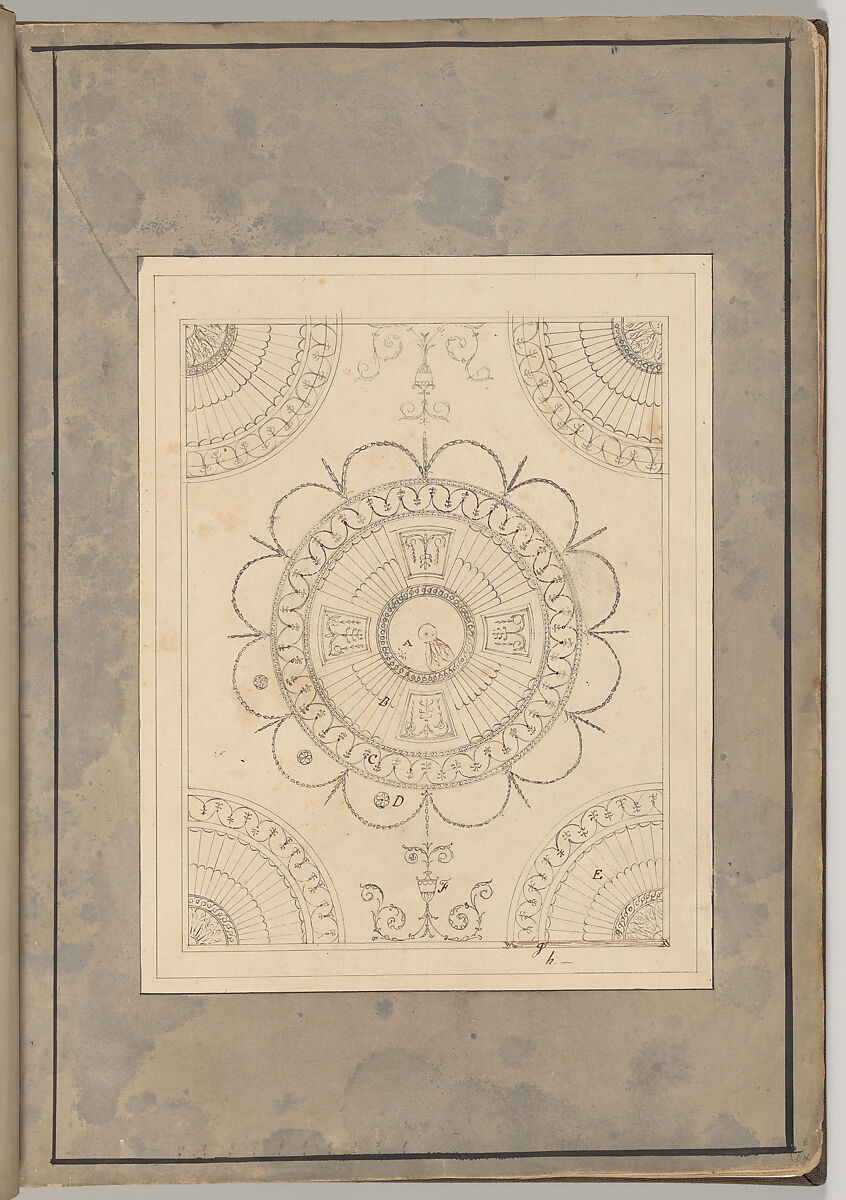 Design for the Ceiling of the Supper Room at Curraghmore, County Waterford, Ireland, James Wyatt (British, Weeford, Staffordshire 1746–1813 near Marlborough, Wiltshire), Pen and ink, graphite 