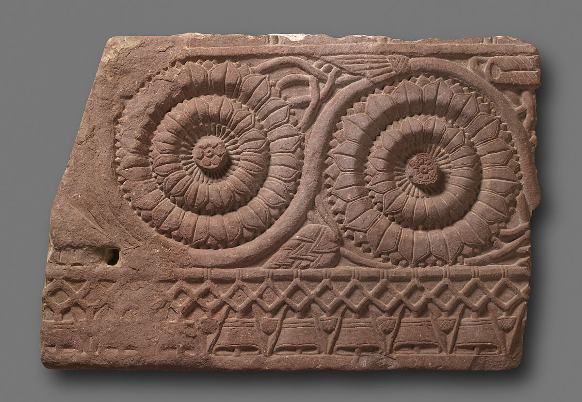 Two Lotuses, from the Bharhut Stupa, Red sandstone, India (Madhya Pradesh) 