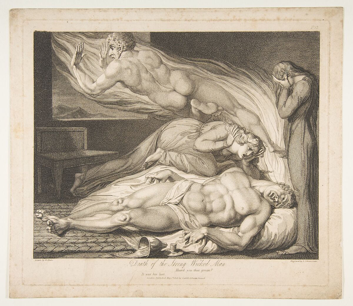 Death of the Strong Wicked Man, from "The Grave," a Poem by Robert Blair, After William Blake (British, London 1757–1827 London), Engraving 