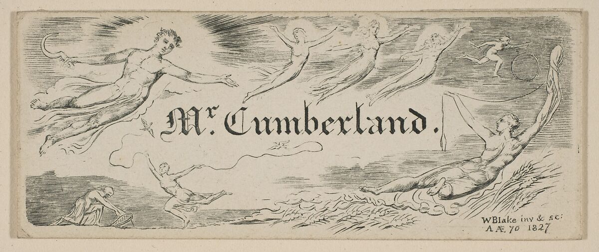 George Cumberland's Message Card, William Blake (British, London 1757–1827 London), Engraving 