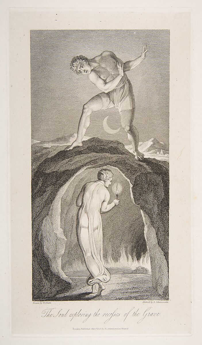 The Soul Exploring the Recesses of the Grave, from "The Grave," a Poem by Robert Blair, After William Blake (British, London 1757–1827 London), Engraving 