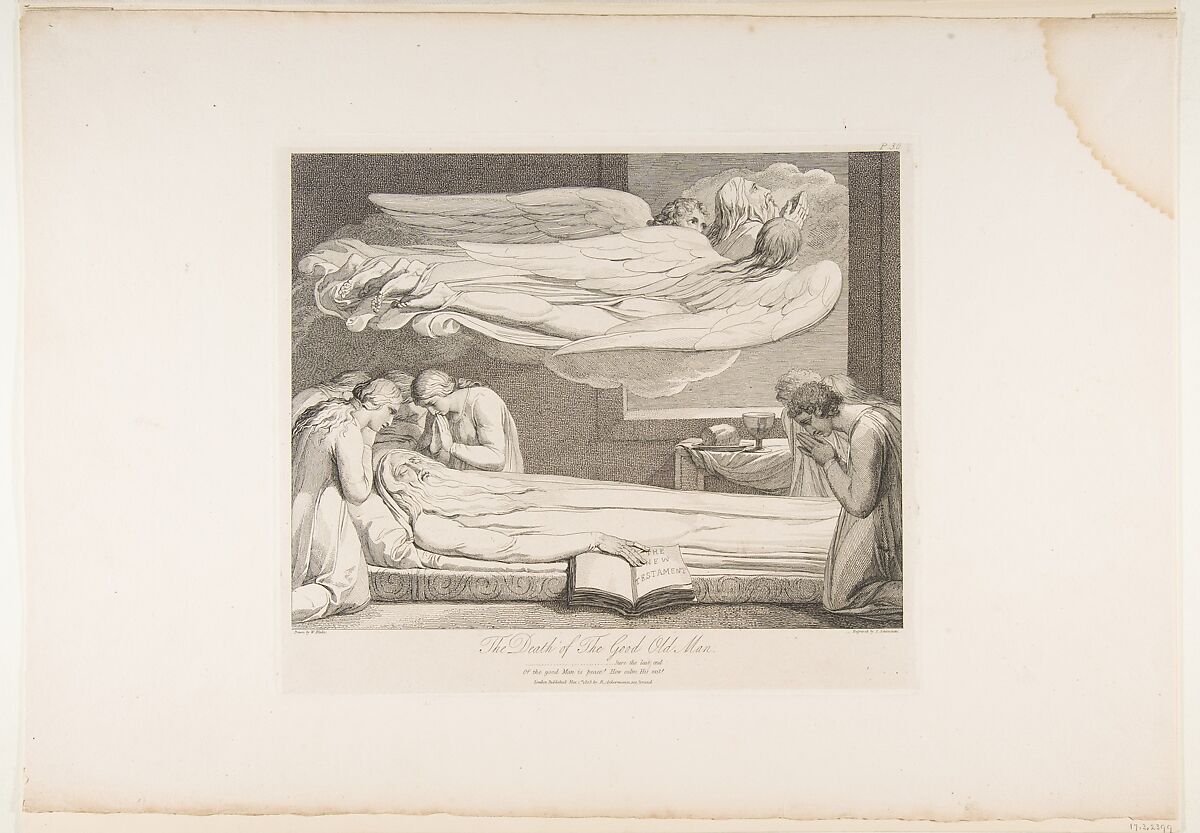 The Death of the Good Old Man, from "The Grave," a Poem by Robert Blair, After William Blake (British, London 1757–1827 London), Engraving