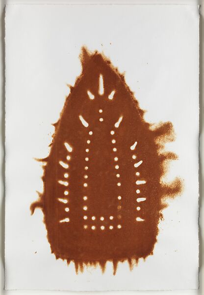 Man Spirit Mask, Willie Cole (American, born Newark, New Jersey, 1955), Left panel: Photo-etching, embossing, and hand coloring
Middle panel: Screenprint 
Right panel: Photo-etching and woodcut