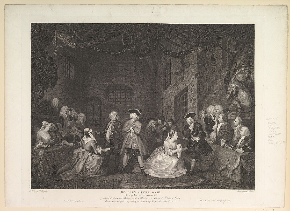 The Beggar's Opera, Act III, William Blake (British, London 1757–1827 London), Etching and engraving