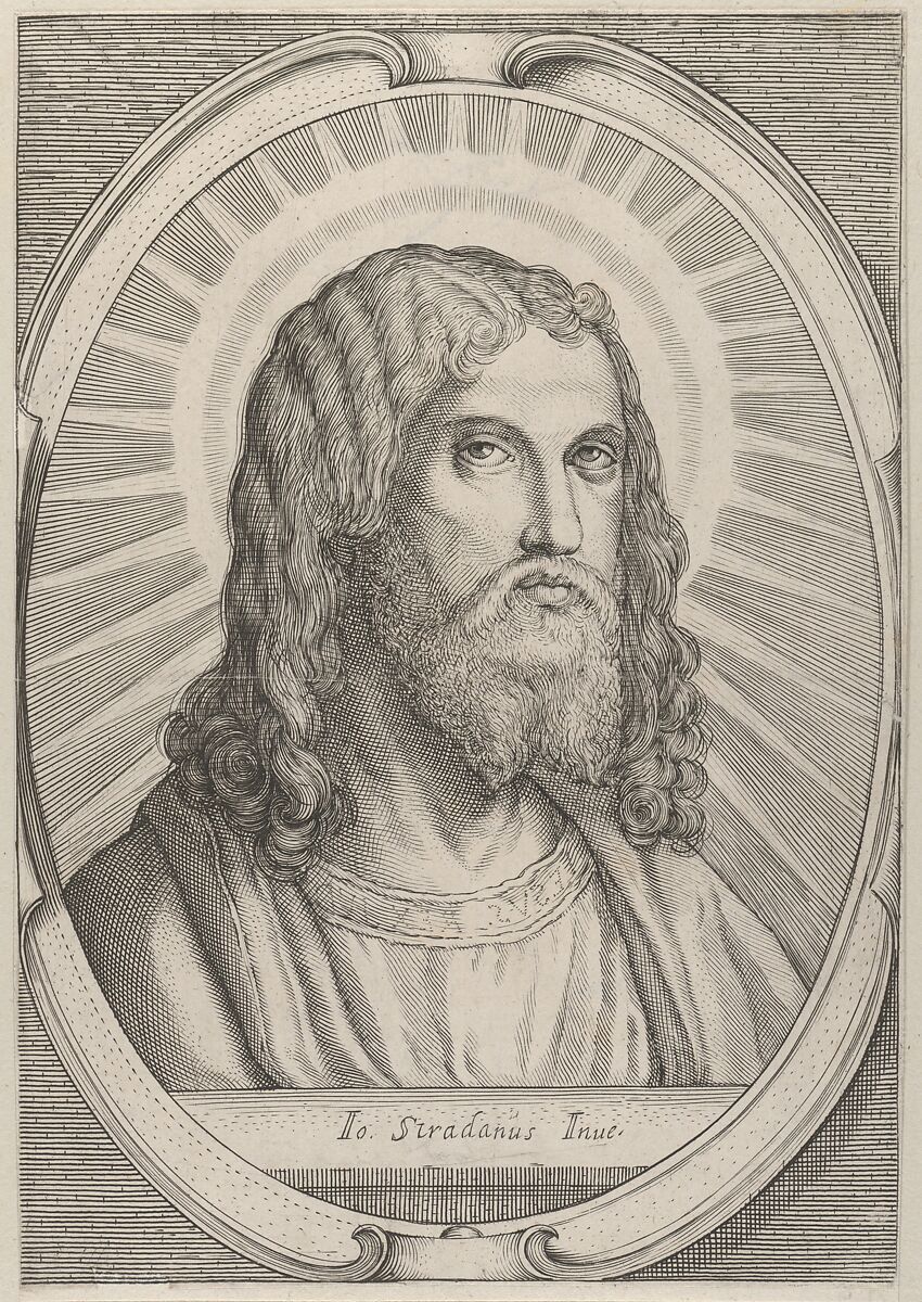 Head of Christ, After Jan van der Straet, called Stradanus (Netherlandish, Bruges 1523–1605 Florence), Engraving 