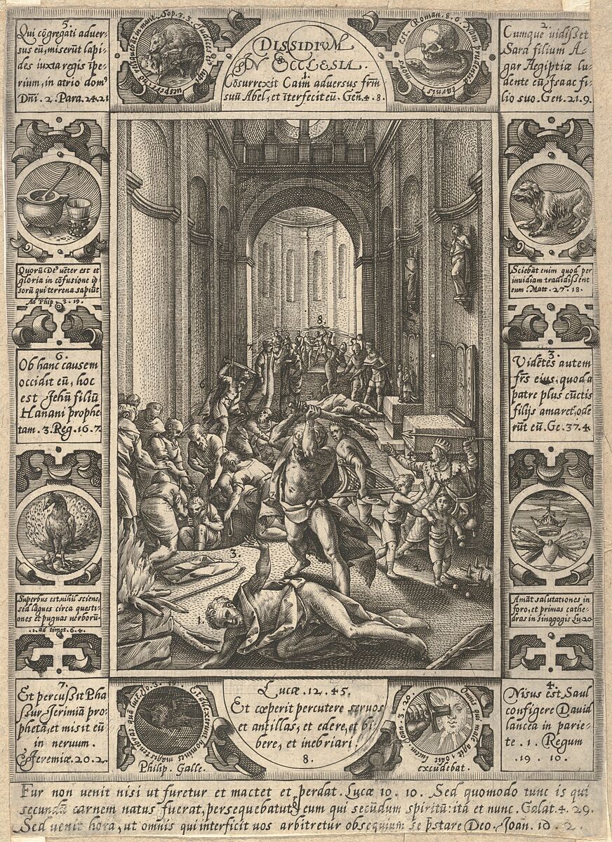 Dissension in the Church (Dissidium in Ecclesia), Hendrick Goltzius (Netherlandish, Mühlbracht 1558–1617 Haarlem), Engraving