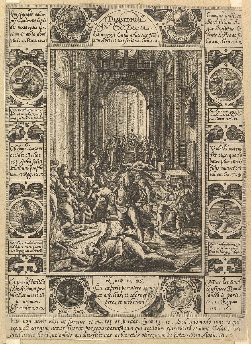 Dissension in the Church (Dissidium in Ecclesia), Hendrick Goltzius (Netherlandish, Mühlbracht 1558–1617 Haarlem), Engraving 