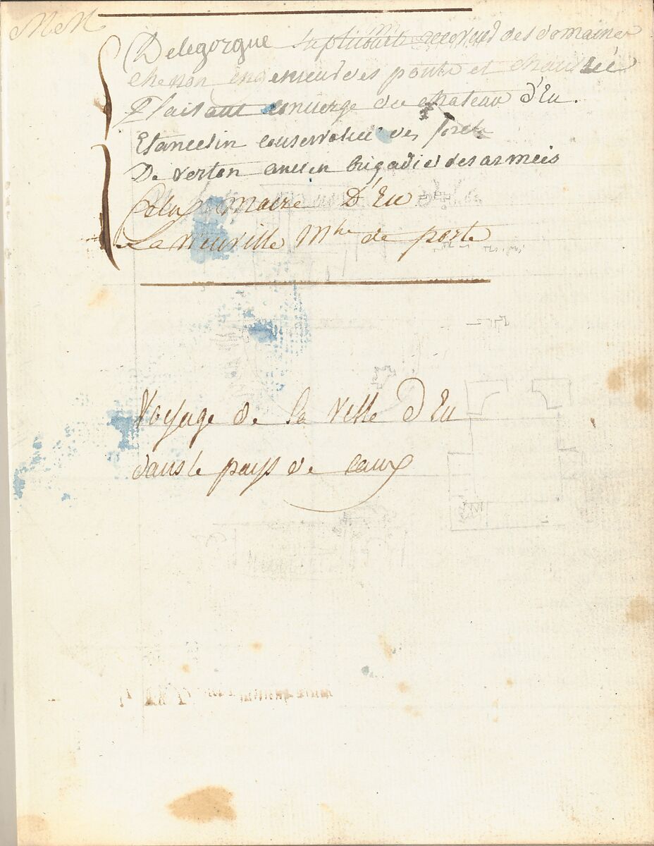 Sketchbook of a Journey to the Château d'Eu, Pierre François Léonard Fontaine (French, Pontoise 1762–1853 Paris), Sketchbook with thirty watercolors, with pen and ink